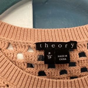 Theory Open Stitch Crewneck Sweater Vest - knit pink sweater size XS/P